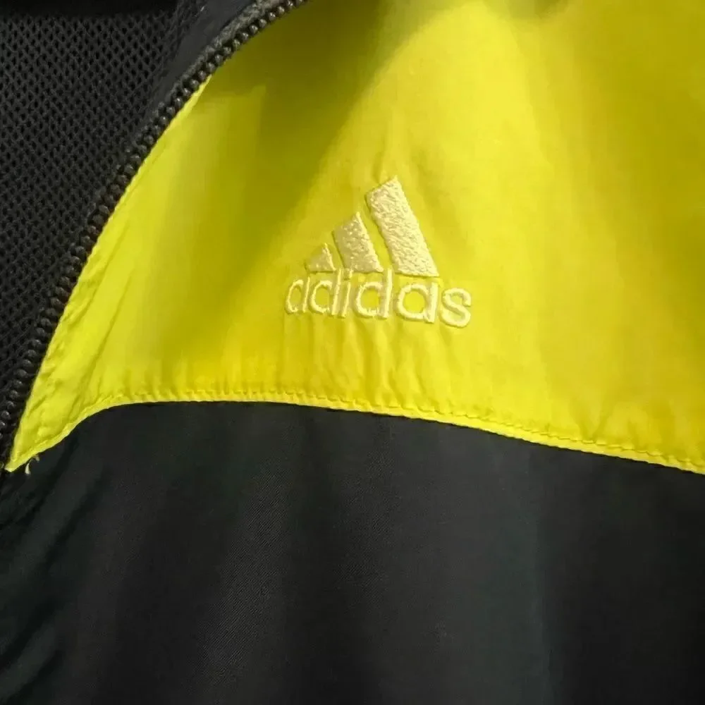 Vintage Adidas youth large navy and light green zip up jacket